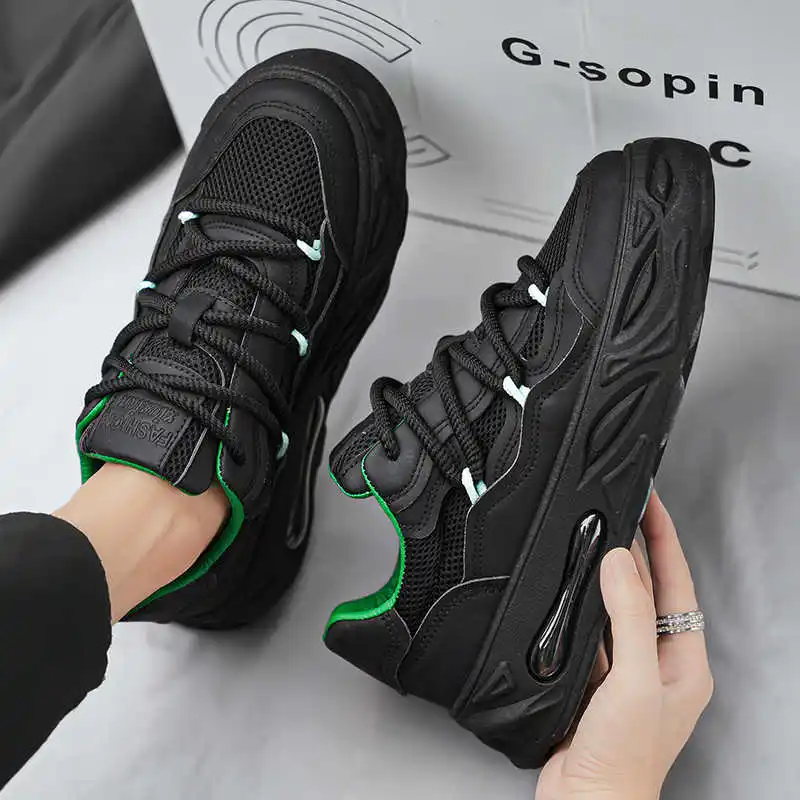 Men Shoes Black - Black Does Not Slip Man's Sneakers