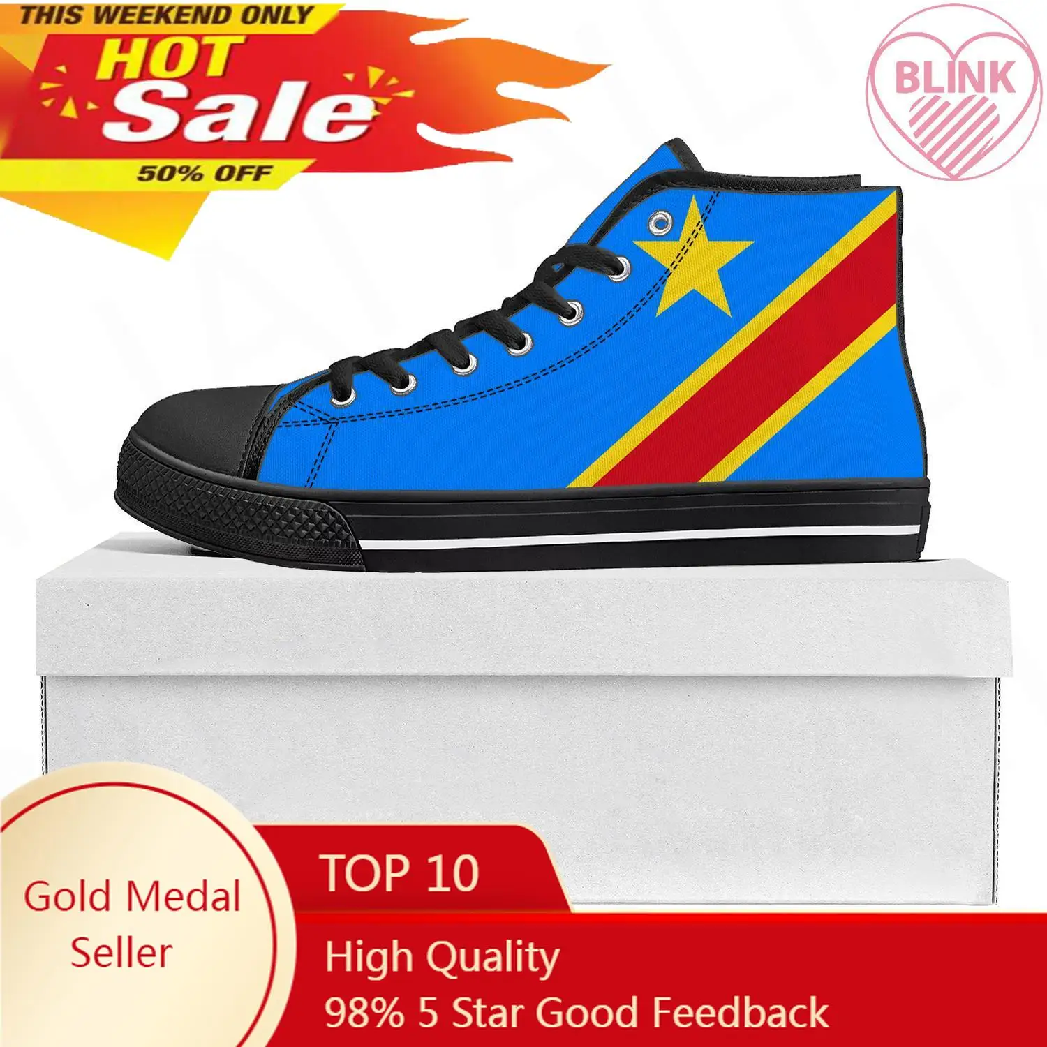 Canvas Sneaker High - Democratic Republic of the Congo Flag