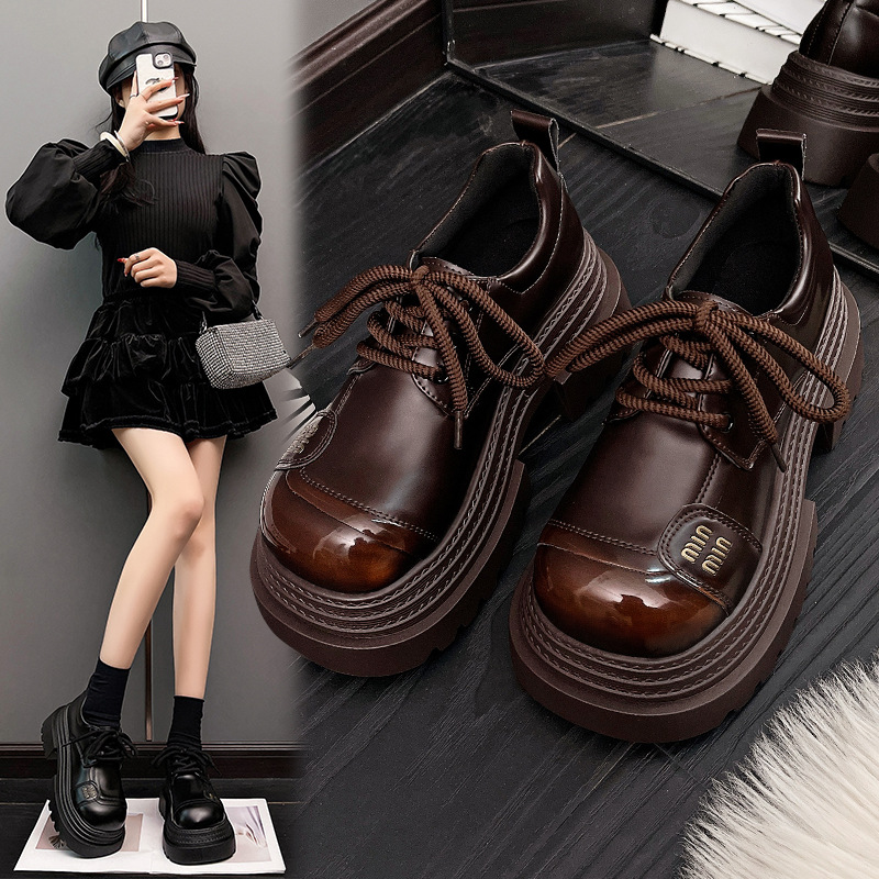 Dress Shoe Pointed - Women's single shoes thick soled height