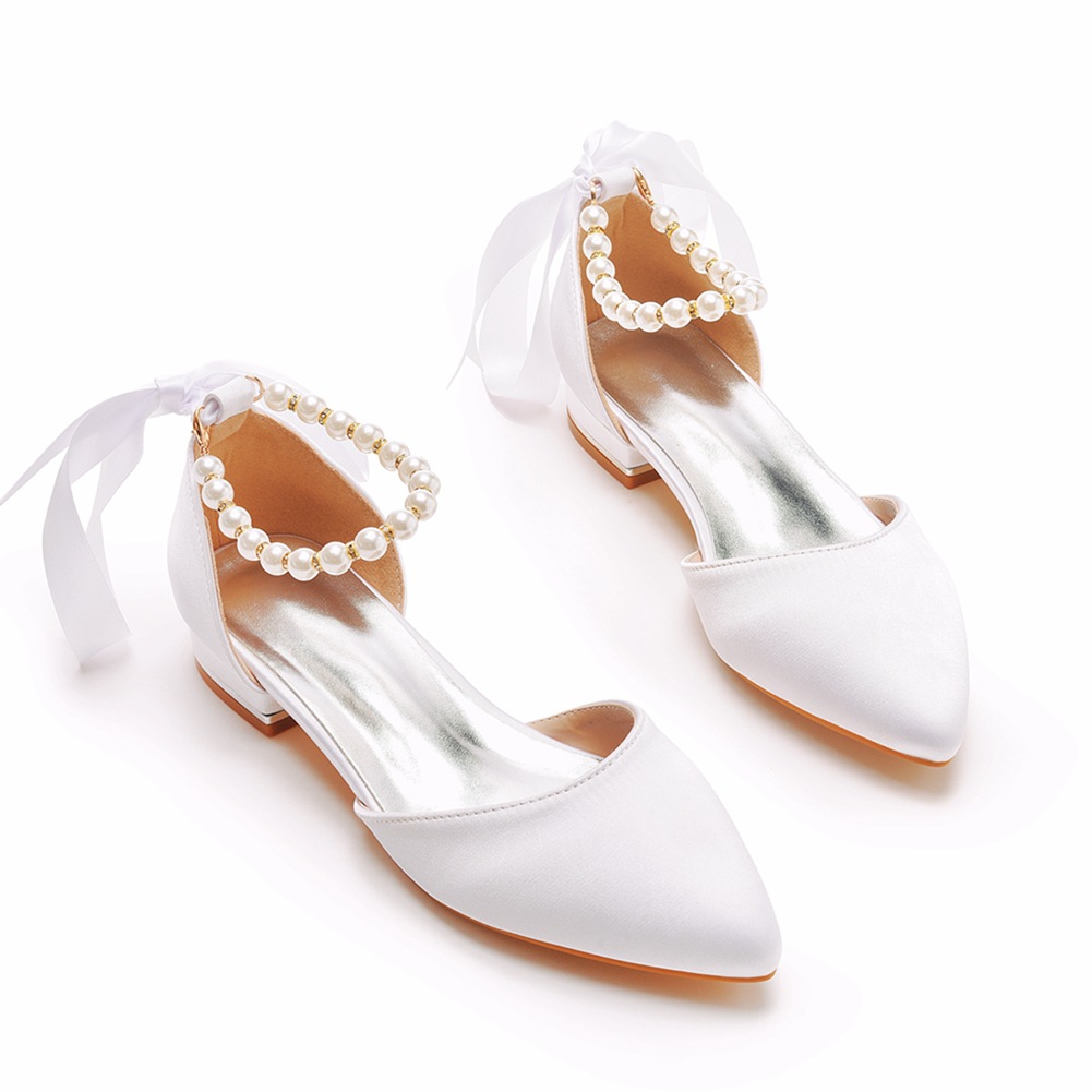 Dress Shoe Pointed - Wedding Shoes Bride Flat Heel Pointed