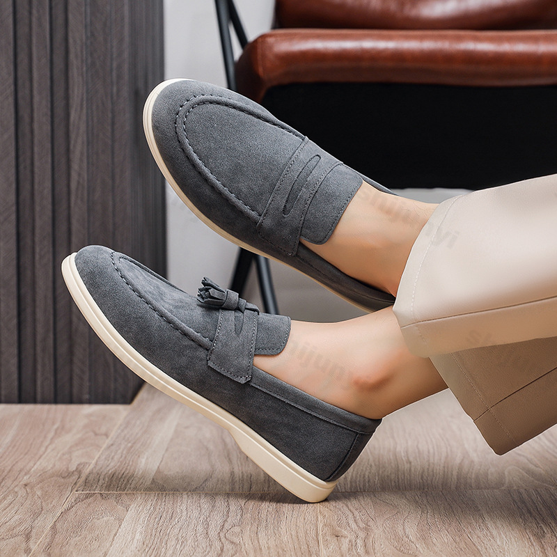 Men Flat Loafers Frosted Suede - Men Shoes Loro Piana recension och pris