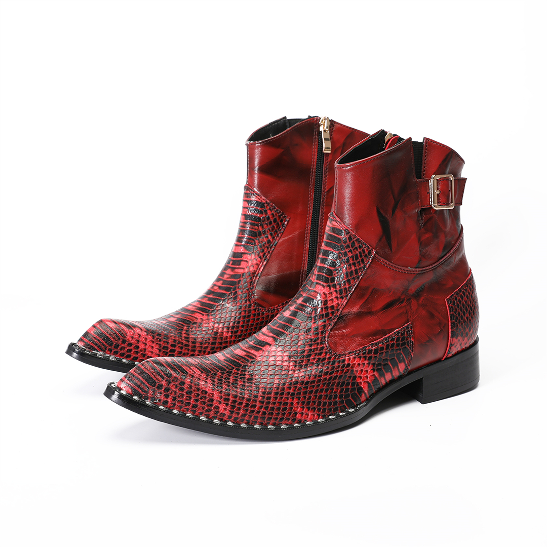 Red Snake Pattern Pointed Toe  - Men Shoes Red recension och pris