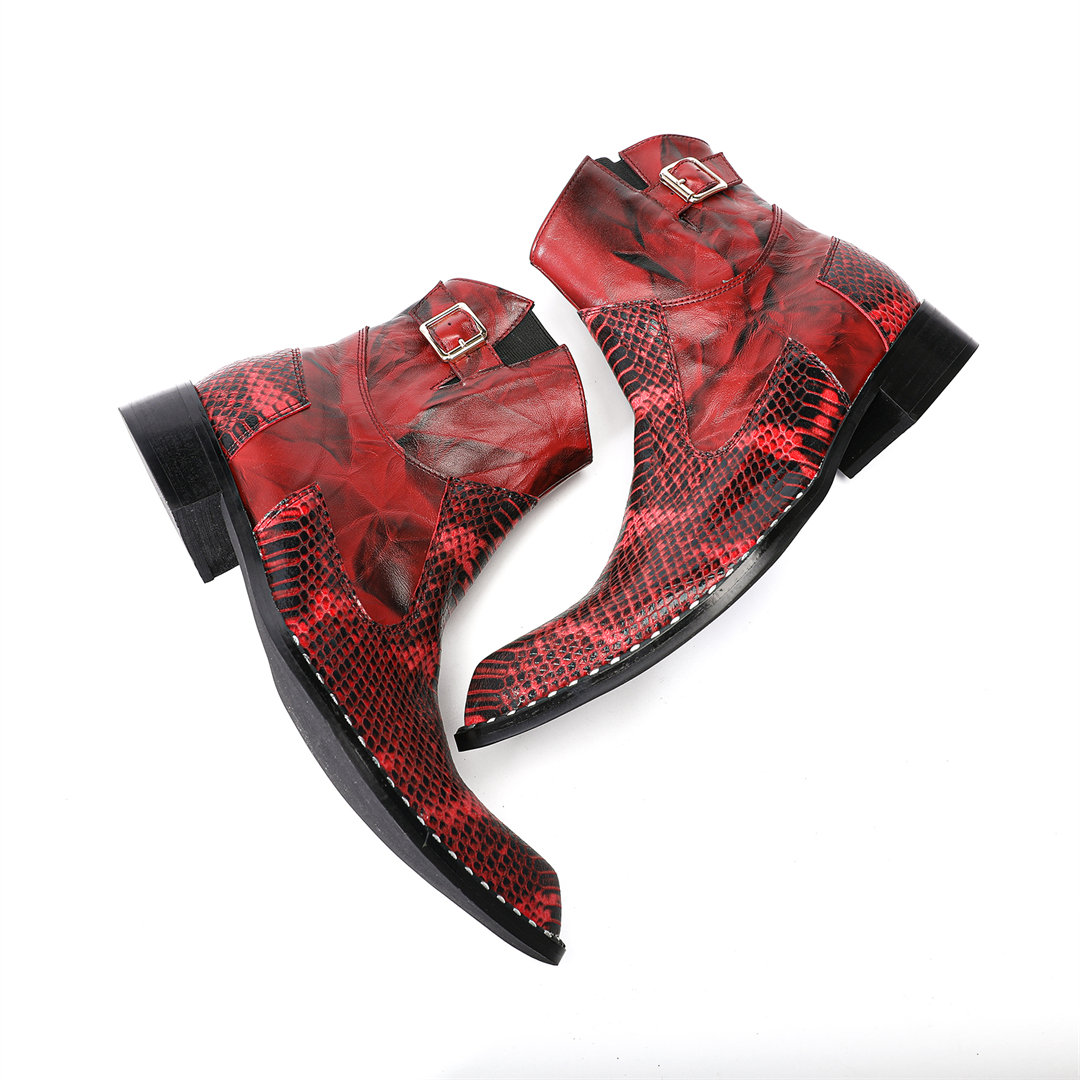 Red Snake Pattern Pointed Toe  - Men Shoes Red recension och pris