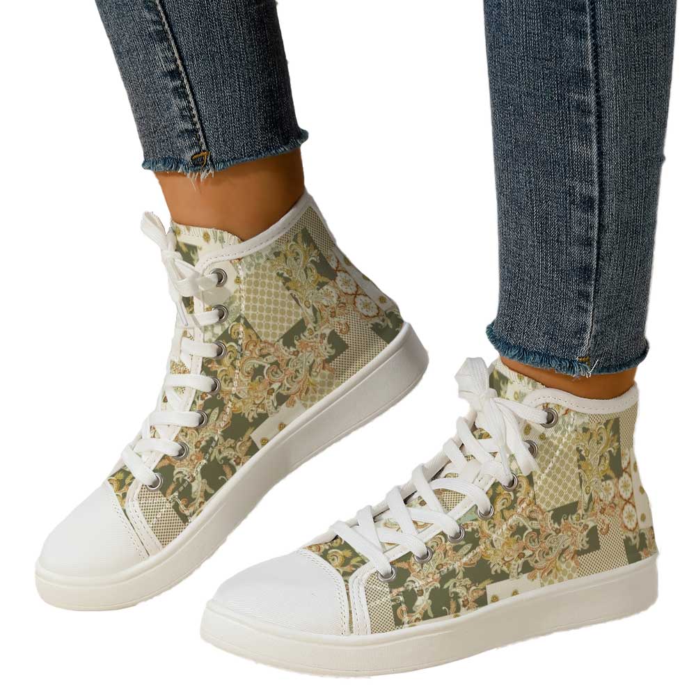 Women's Vintage Baroque Patchw - Canvas Sneaker High recension och pris