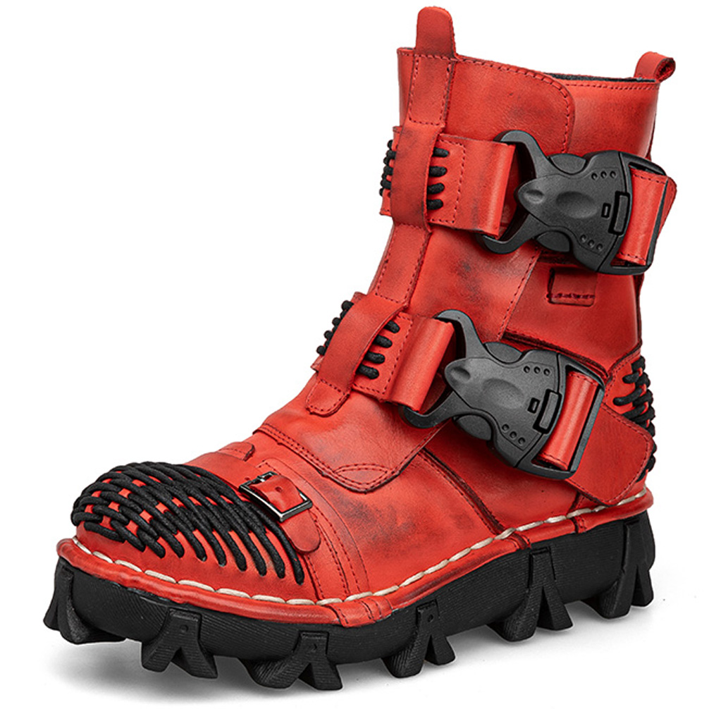 Men's Genuine Leather Motorcyc - Men Shoes Red recension och pris