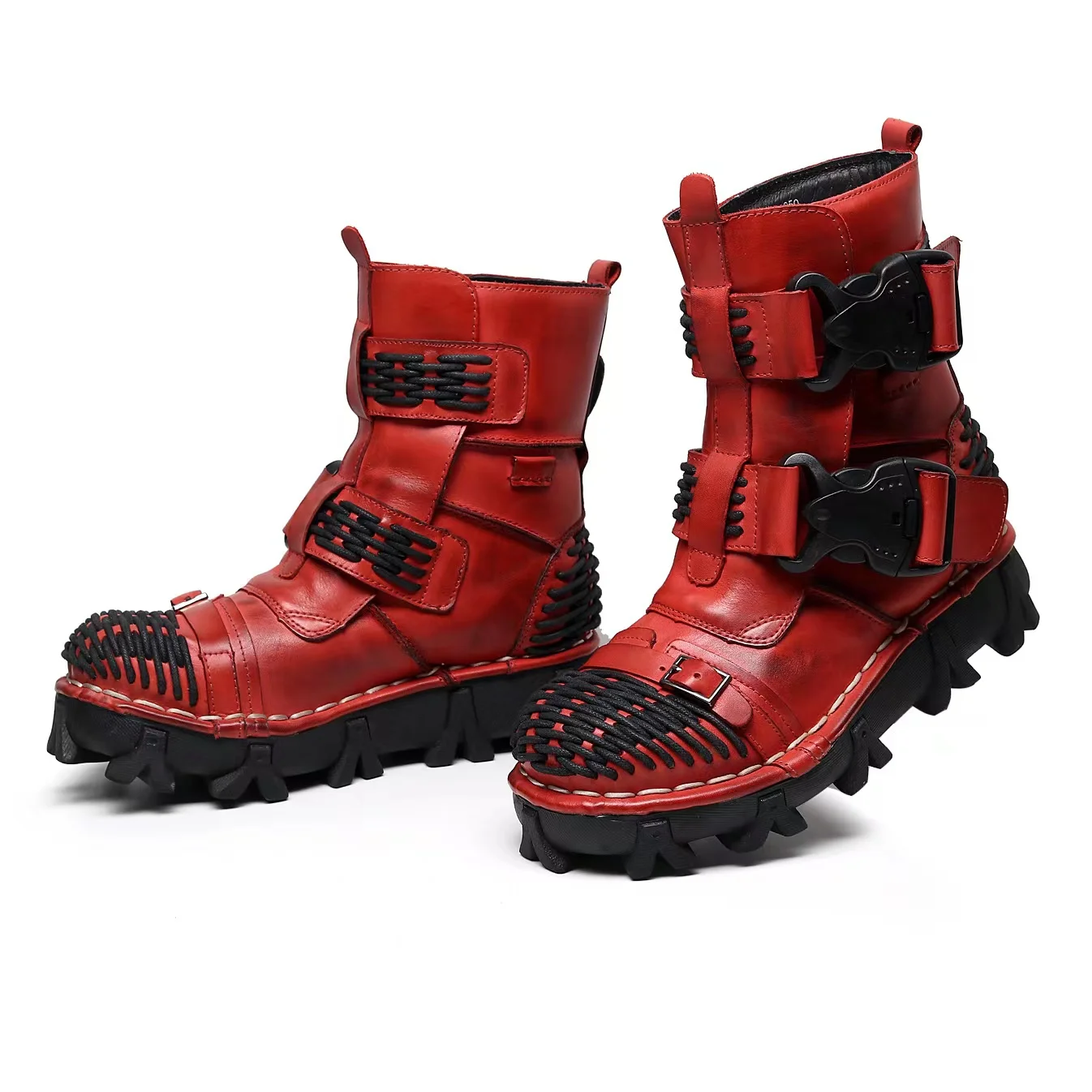 Men's Genuine Leather Motorcyc - Men Shoes Red recension och pris