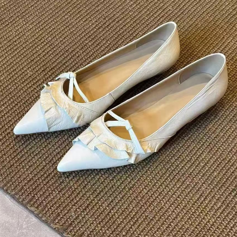 Elegant Leather Ruffles Low-he - Dress Shoe Pointed recension och pris