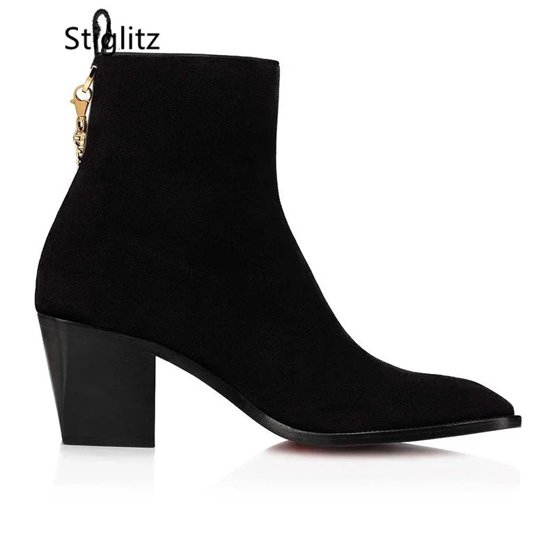 Suede Ankle Boots Gold Chain H - Men Shoes Red recension och pris