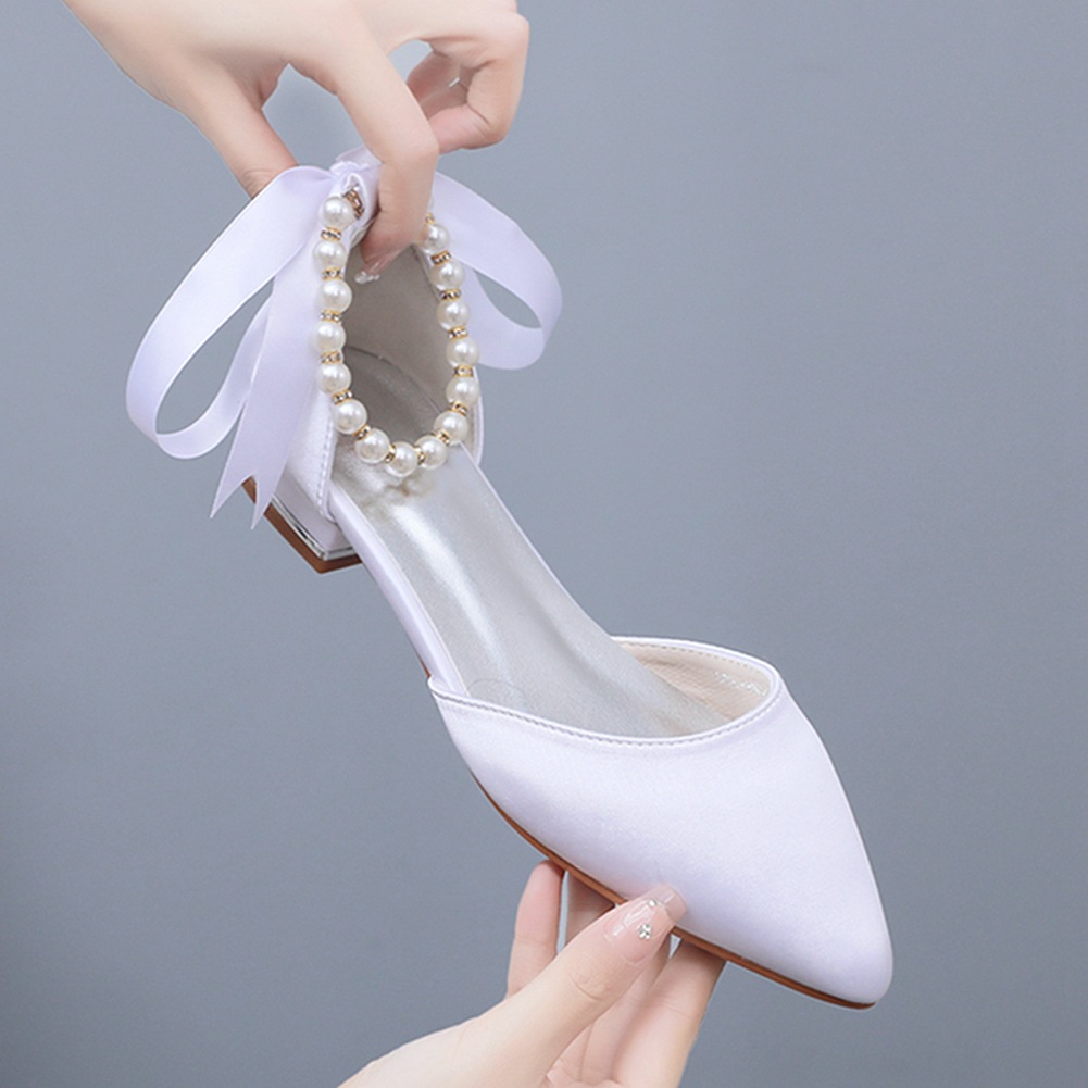 Wedding Shoes Bride Flat Heel  - Dress Shoe Pointed recension och pris
